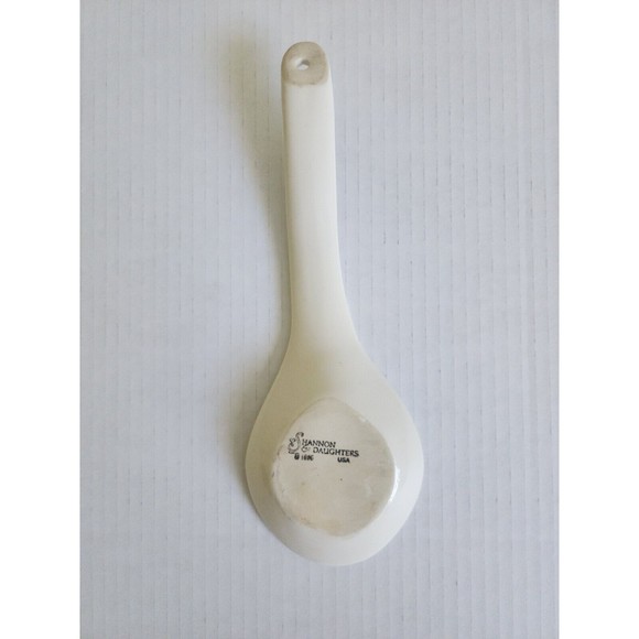 Shannon & Daughters Spoon Rest Holder 9 7/8" Off-White Red Blue Green Apple USA - Picture 3 of 4